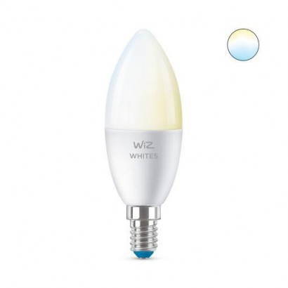Bec LED inteligent WiZ Connected Whites C37, Wi-Fi, E14, 4.9W (40W), 470 lm, lumina alba (2700-6500K), compatibil Google Assista