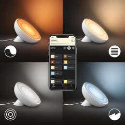 Lampa LED RGB Philips New Hue Bloom (gen4), Bluetooth, 7.1W, 500 lm, lumina alba si color (2000-6500K), IP20, 12.6cm, Alb