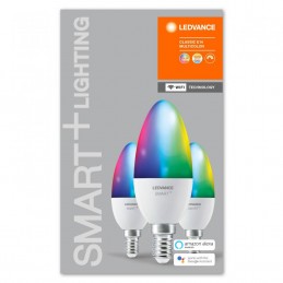 3 Becuri LED RGB inteligent Ledvance SMART+ WiFi Candle Multicolour B, E14, 4.9W (40W), 470 lm, lumina alba si color (2700-6500K