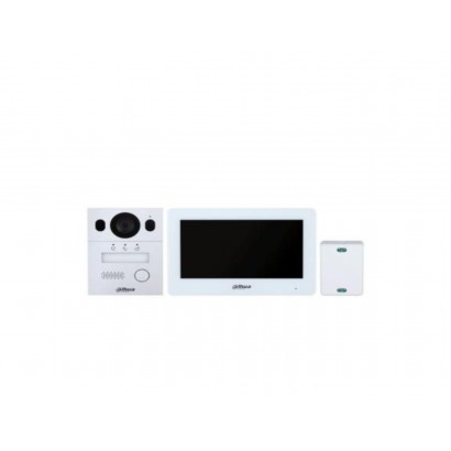 KIT Video Interfon Dahua DHI-KTX01(S Monitor de interior hibrid Wi-Fi cu 2 fire: Ecran tactil capacitiv TFT de 7 inchi,  comunic