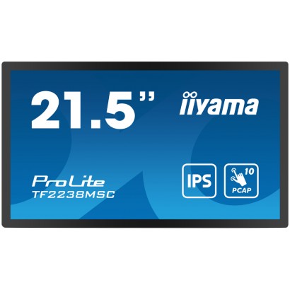 IIYAMA 21,5" Bonded PCAP Bezel Free 10P Touch with Anti-Fingerprint coating, 1920x1080, IPS panel, DisplayPort, HDMI, 525cd/m² (