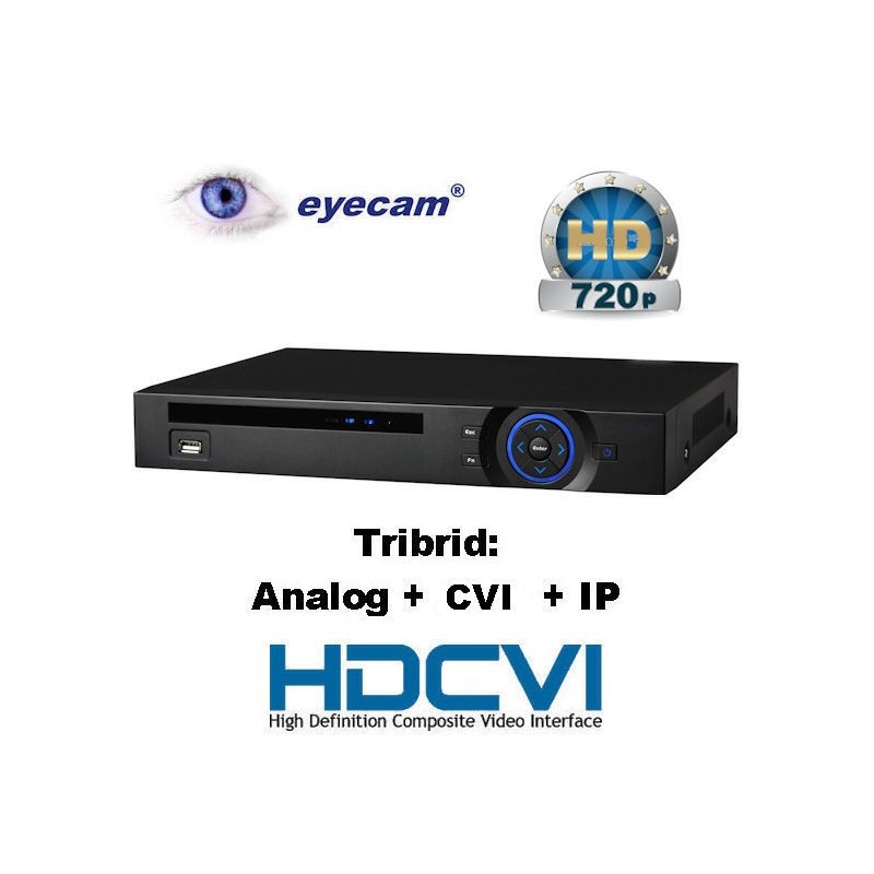 DVR HDCVI Tribrid 720P 4 canale Eyecam EC-CVR3104 Eyecam