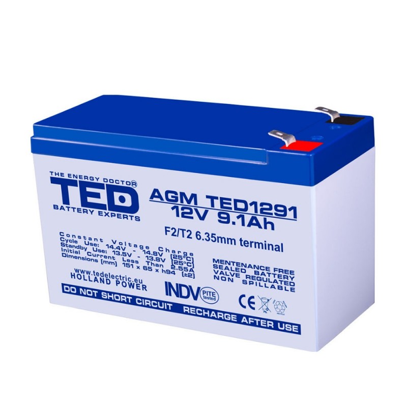 Baterii si acumulatori BATERIE AGM TED1291F2 12V 9.1Ah TED