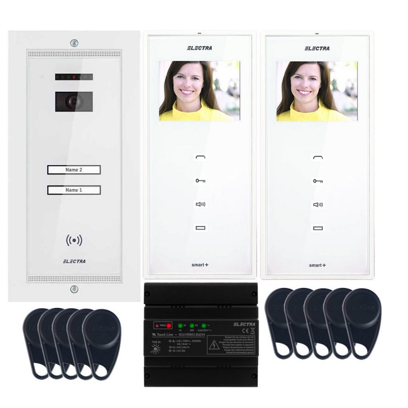 Videointerfoane Videointerfon Electra Smart+ 3.5” pentru 2 familii montaj incastrat - alb ELECTRA