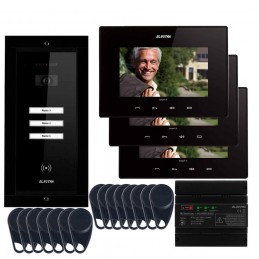 Videointerfon Electra Smart+ 7” pentru 3 familii montaj incastrat - negru