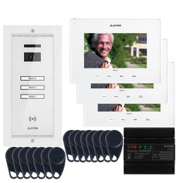Videointerfon Electra Smart+ 7” pentru 3 familii montaj incastrat - alb