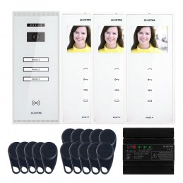 Videointerfon Electra Smart+ 3.5” pentru 3 familii montaj aparent - alb