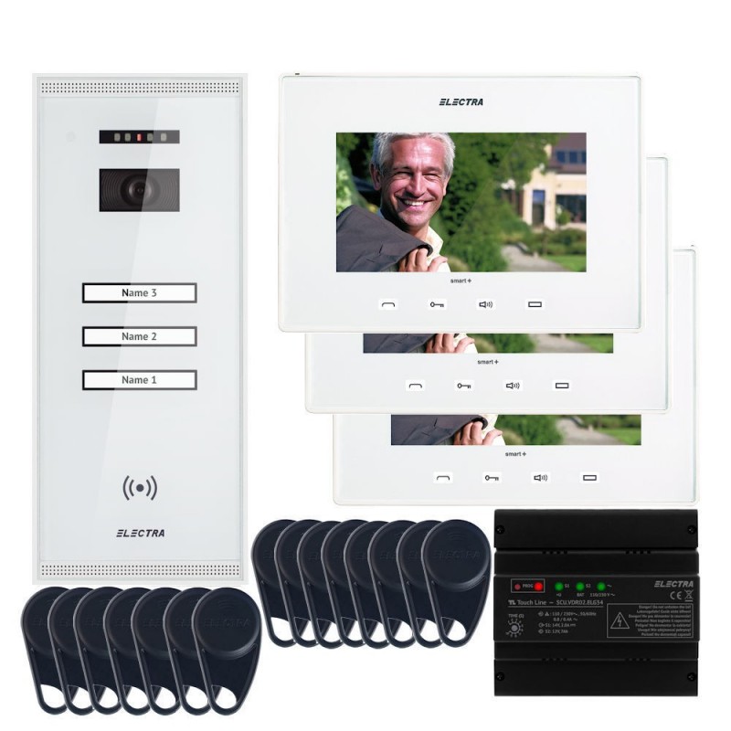 ELECTRAVideointerfon Electra Smart+ 7” pentru 3 familii montaj aparent - alb