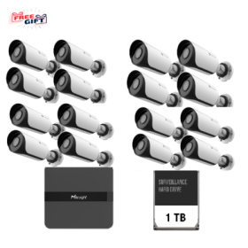Kit supraveghere video Milesight 16 buc camera Bullet MS-C2964-UPD ...