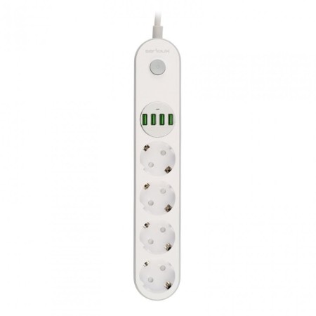 Prelungitor cu protectie Serioux, 4 prize schuko, input 100-240V, 5...