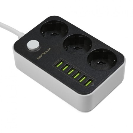 Prelungitor cu protectie Serioux, 3 prize schuko, input 100-240V, 5...