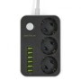 Prelungitor cu protectie Serioux, 3 prize schuko, input 100-240V, 5...