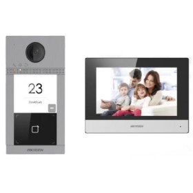 Kit videointercom IP Hikvision DS-KIS604-S(C) pentru o familie (o v...