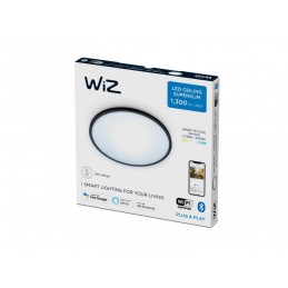 Plafoniera LED WiZ SuperSlim, Wi-Fi, Bluetooth, 14W, 1300 lm, lumina alba (2700-6500K), IP20, 24.2cm, Metal/Plastic, Negru