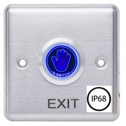 Buton de iesire cu infrarosu waterproof, incastrabil, ND-EB35, Iesire contact:NO/NC Icon: Hand, IP68,  LED stare Bi-color: albas